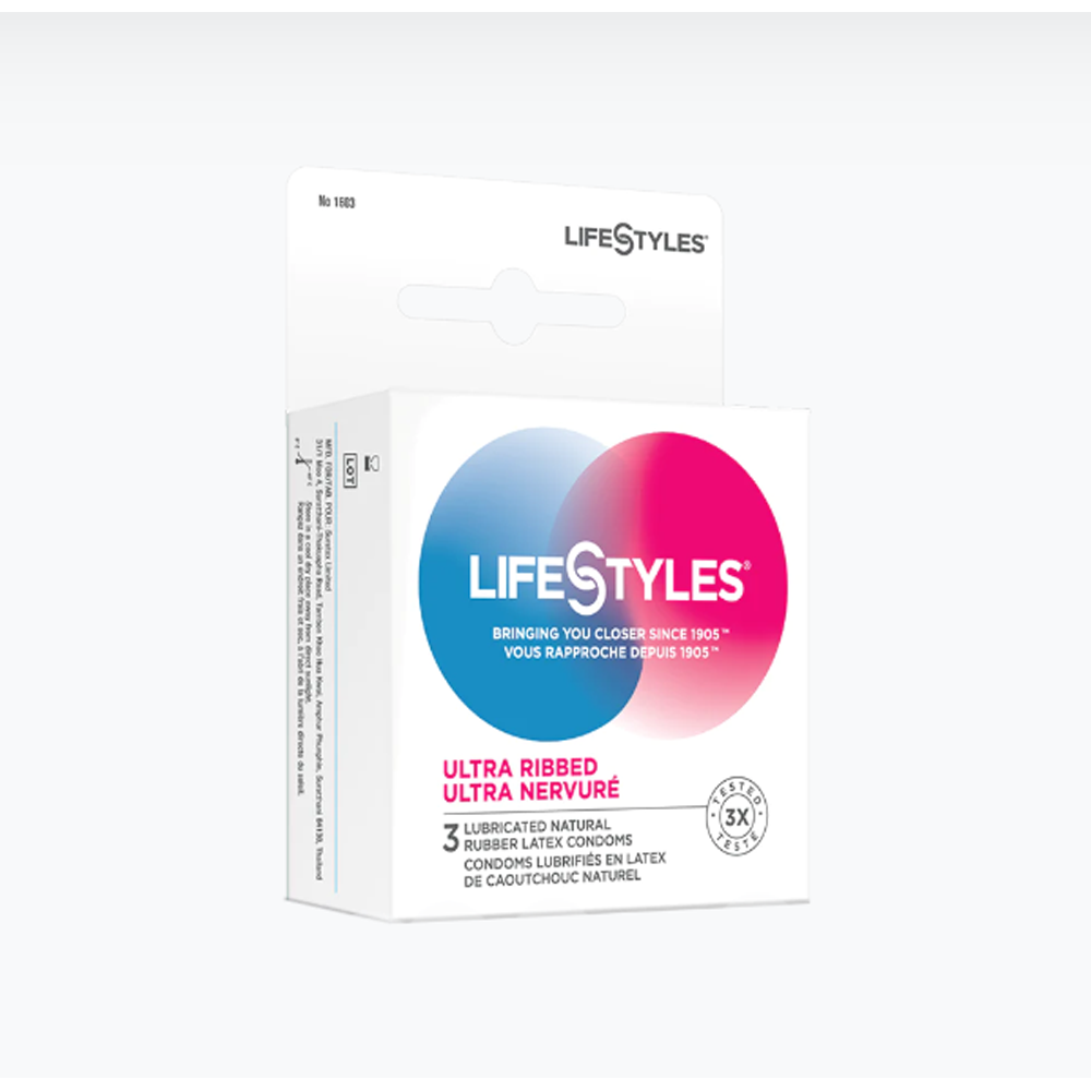 Lifestyles Pleasure Ribbed Condoms 3ct
