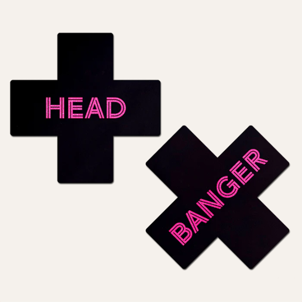 X + 'Head Banger' Neon Pink Pasties *