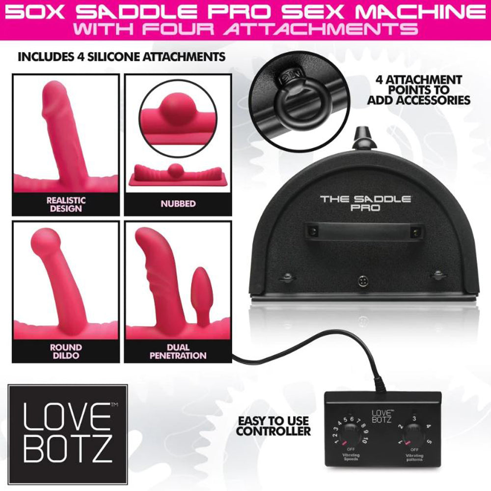 50X Saddle Pro Sex Machine w 4 Attachmnt