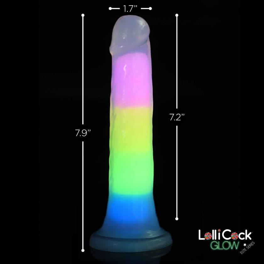 Lollicock 7" GID Rainbow Silicone Dildo*