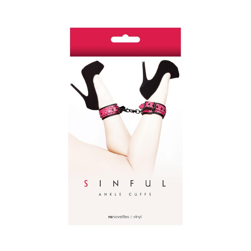 Sinful Ankle Cuffs Vinyl Pink *
