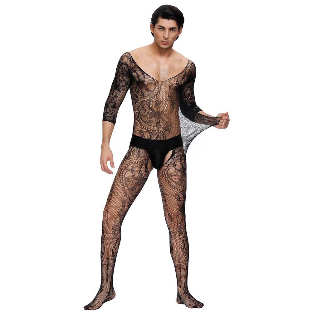 Male Bodystocking Crotchless 3/4 Sleeves