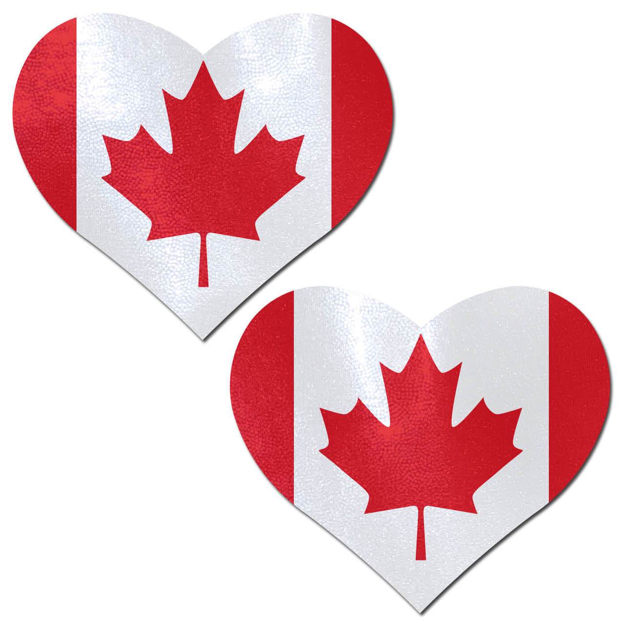 Canadian Flag on Heart Nipple Pasties