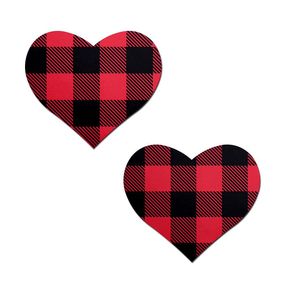 Buffalo Plaid Heart Pasties - Red/Black