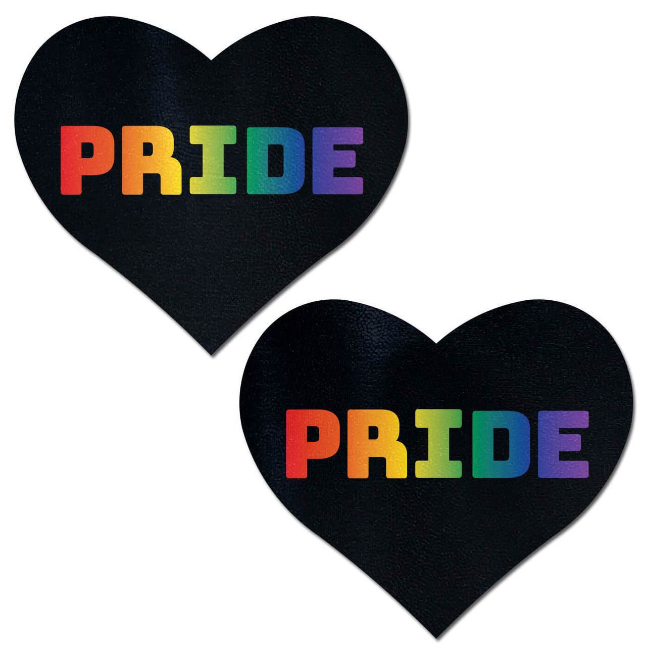 Rainbow 'PRIDE' on Black Heart Pasties