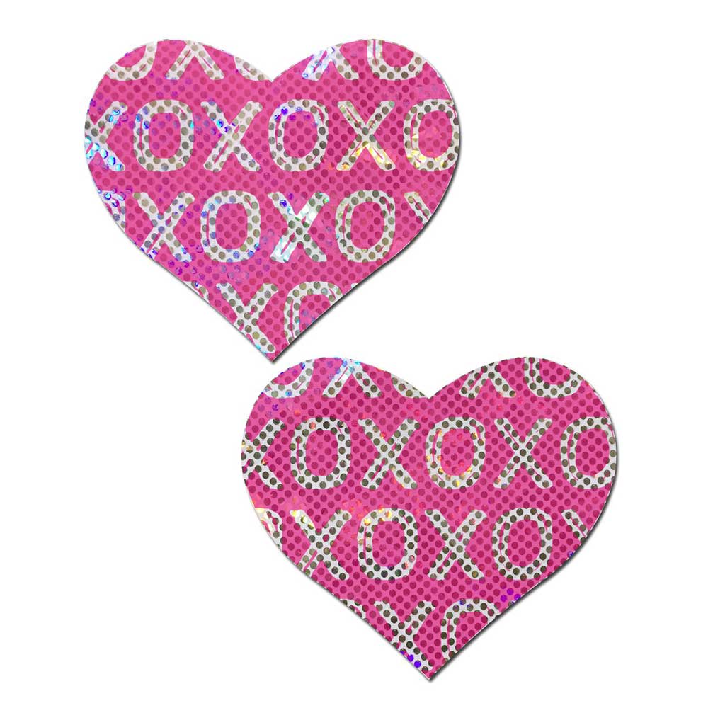 Shattered Glass Pink/Silver XO Heart