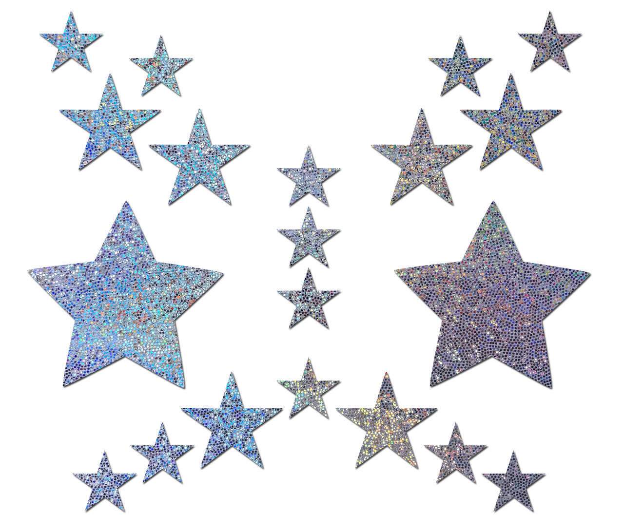 Set: Silver Glitter Star w 16 Minis*
