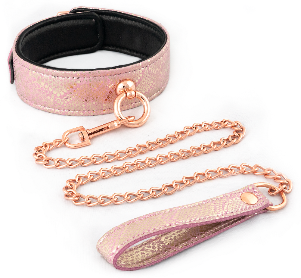 Collar & Leash Microfibre/Leather -Pink*