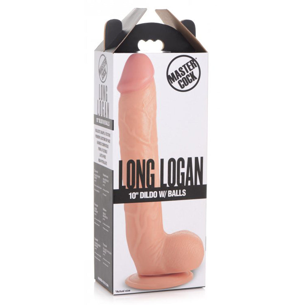 Long Logan 10" Dildo with Balls - Light