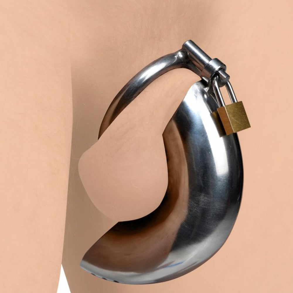 Locking Stainless Chastity Cage  3 rings