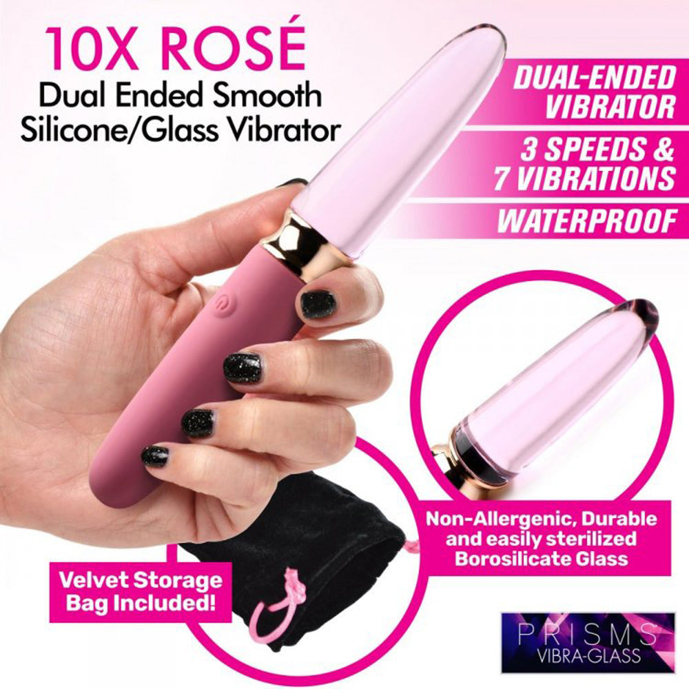 10X Dual End Smooth Silicone/Glass Vibe