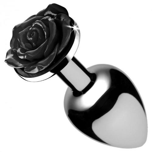 Black Rose Anal Plug - Small - Black